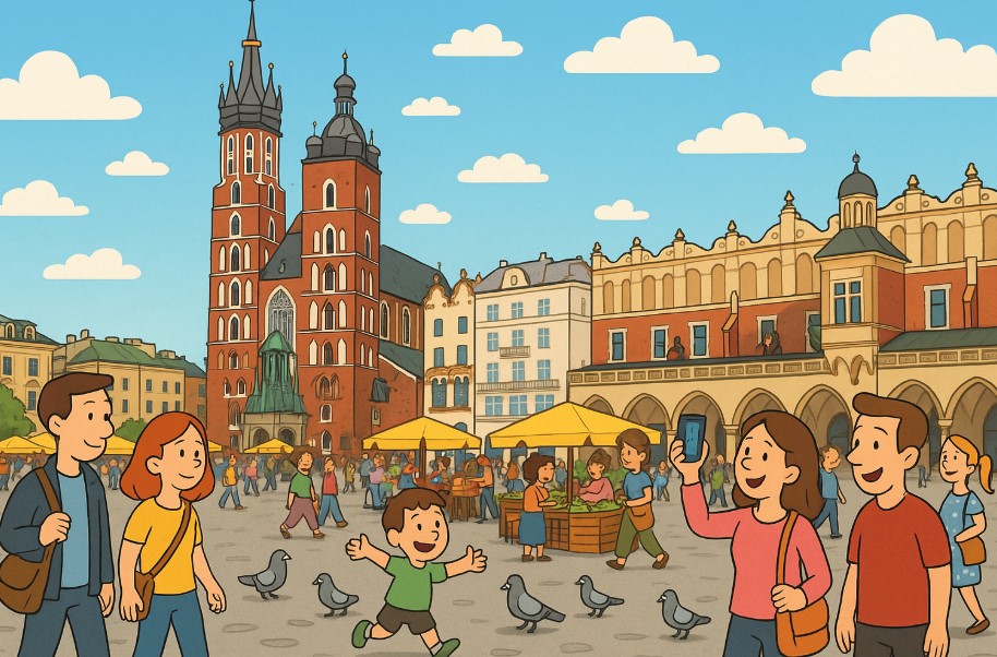 wizualizacja animacja runku w krakowie wygenerowane prze ai